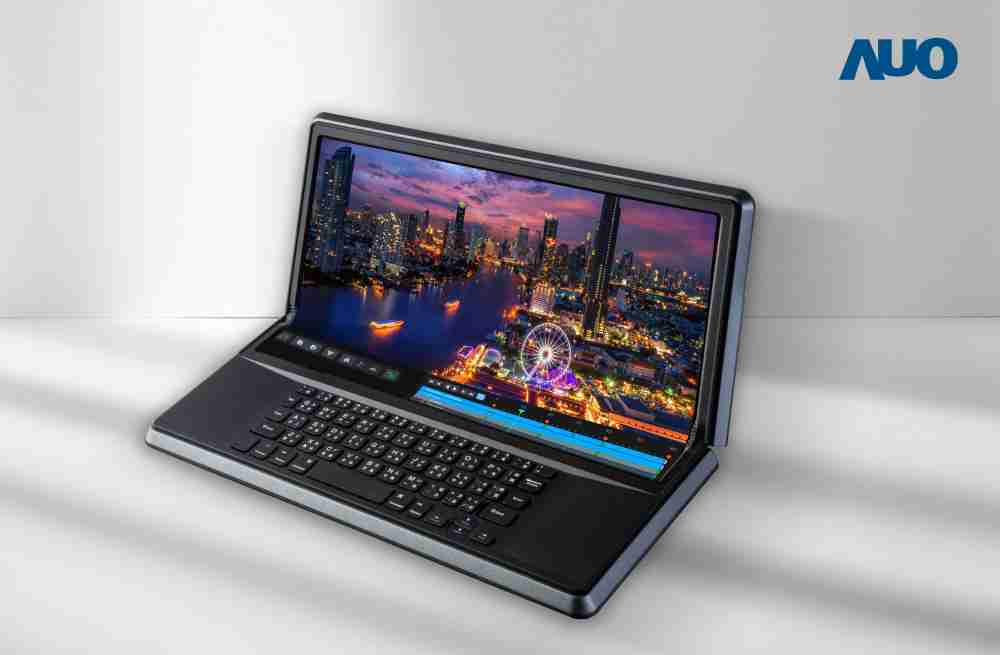 开云电子14.6吋Micro LED折迭显示屏幕，，，搭配半径4mm的弯折绞炼，，以及高画素、、高亮度、、、高对比度的显示技术特点，，，即便在大视角下仍保有绝佳色相与亮度