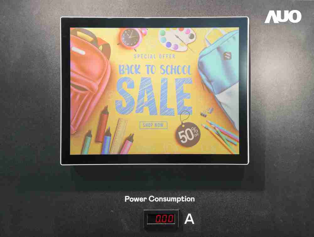 开云电子展示胆固醇液晶超低耗能户外全彩显示器，，ChLC（胆固醇液晶）以双稳态技术使静态显示零功耗，，，具省电、、、、高彩度、、、环保的特性，，，，还整合软硬件系统解决方案，，，可透过单一云端平台管理