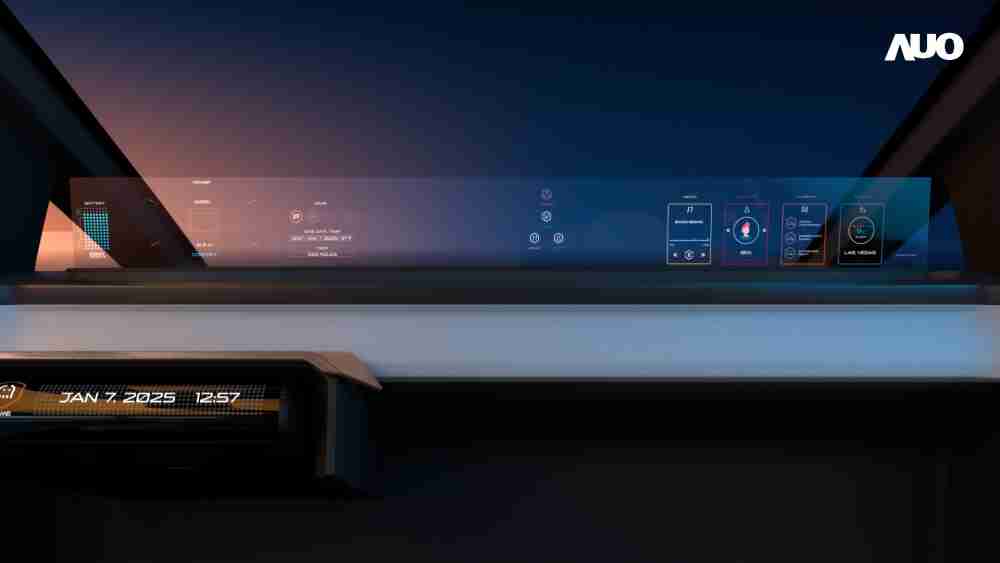 开云电子无界透明显示接口(Horizon Image Glass)透过车运算方案整合仪表板、、、中控台及副驾显示器，，一体式全景呈现，，，提供乘用者清晰的前方视野、、行车必要信息与娱乐功能